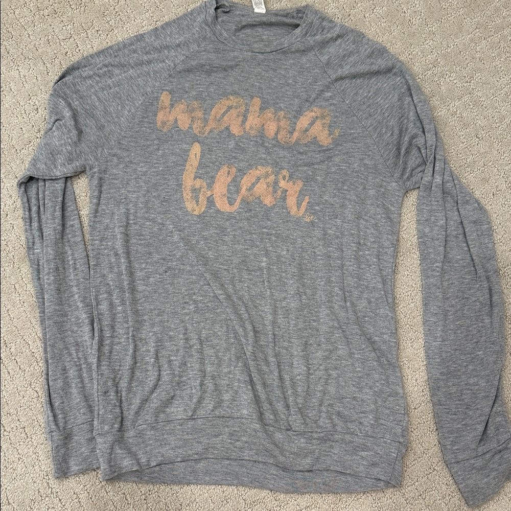 Bella Canvas Gray and Gold 'Mama Bear' Men's Crewneck Sweater